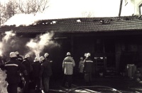 Der Brand im Nebengebäude ein Kfz-Werkstatt in der Haunachstraße am 24. Februar 1987